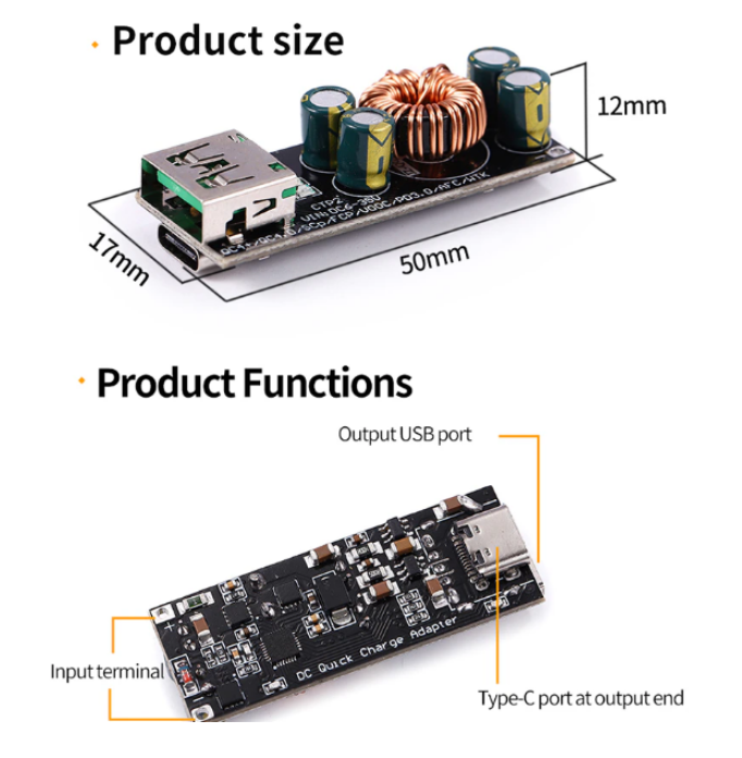 Преобразователь DC-DC 6-35V USB/Type-C 5V SCP QC4.0+ QC4.0 V00C PD3.0 AFC (18236447) - фото 2