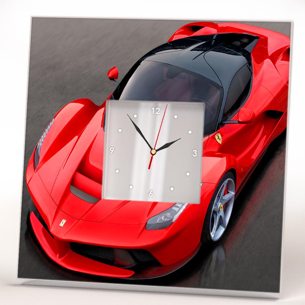Часы с фото спортивного автомобиля Ferrari 260x260 мм (C03848)