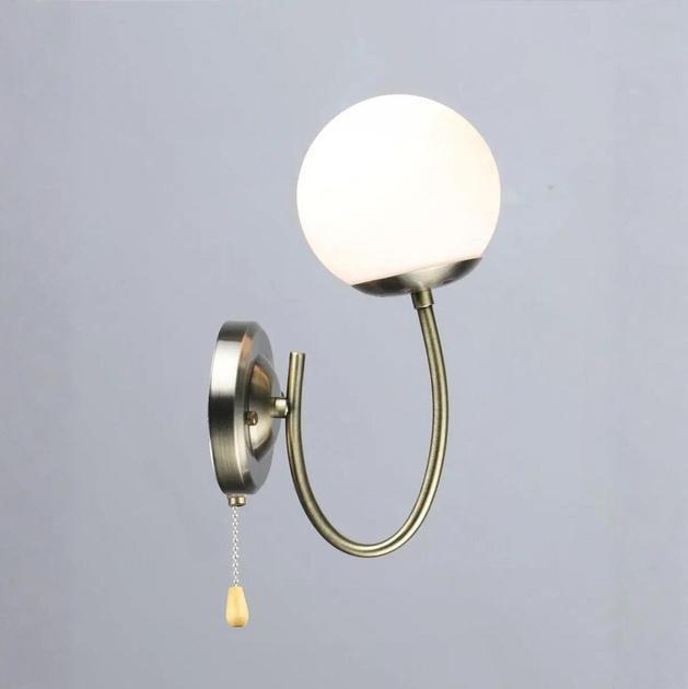 Бра настенное Valeso с металлическим каркасом одинарное Е27 IP20 B N6610/1W AB Бронзовый (28689722)