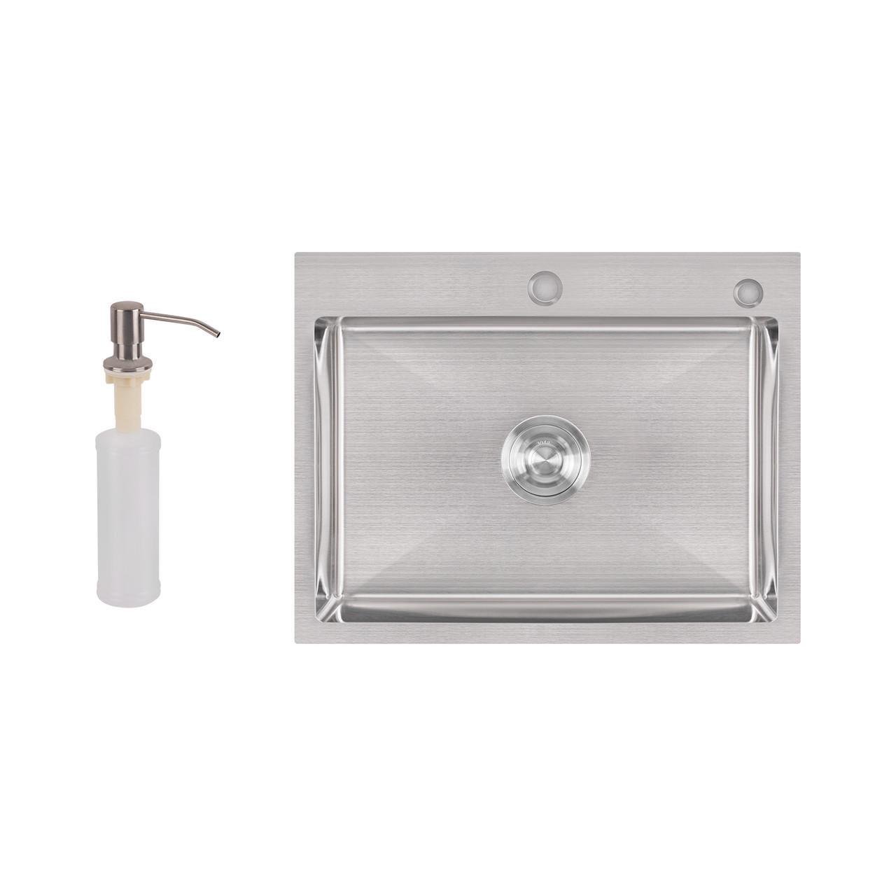 Мийка для кухні інтегрована Lidz Handmade H5845 LDH5845BRU35384 3,0/1,0 мм Brushed Steel