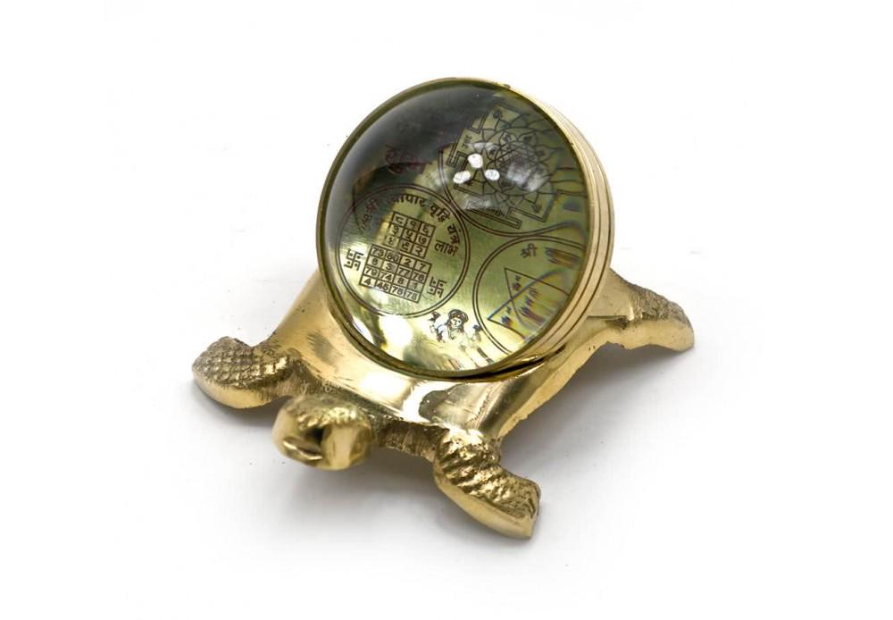 Статуетка Черепаха бронзова з янтрами 10х5,5х7 см (25951)