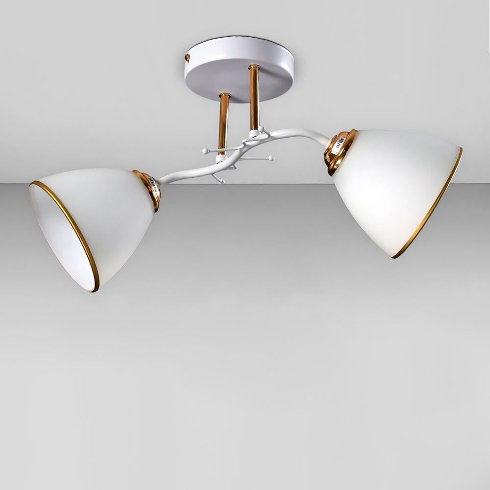 Люстра потолочная Light House SZ-19006/2 WT-FGD с каймой 480х200 мм E14 Белый с золотым Люстра потолочная Light House SZ-19006/2 WT-FGD с каймой 480х200 мм E14 Белый с золотым