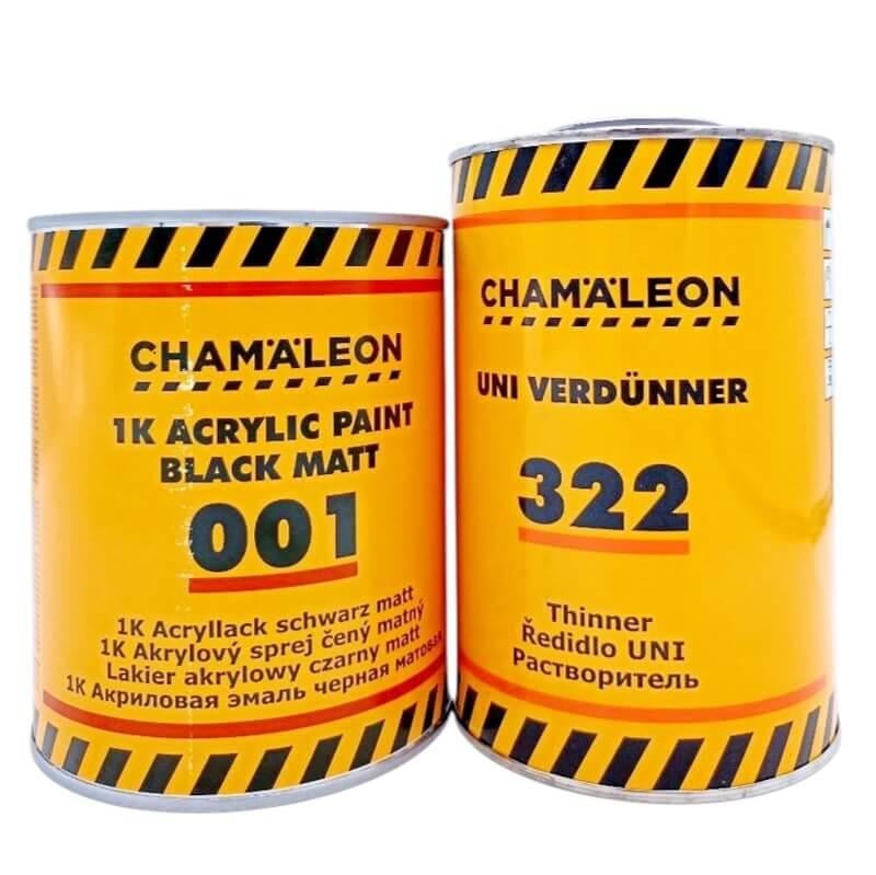 Краска акриловая CHAMALEON 001 1K 1 л и растворитель Черный матовий
