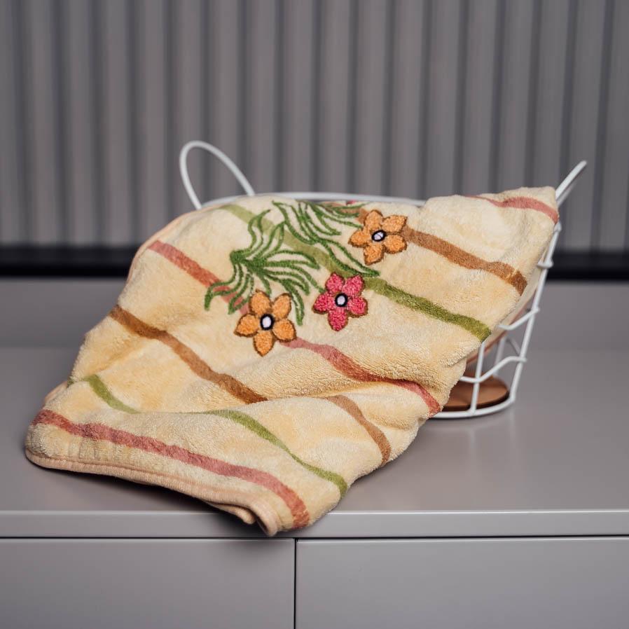 Полотенце лицевое ущая Четверка микрофибра 100x50 см Темно-кирпичный/Бежевый (88135)