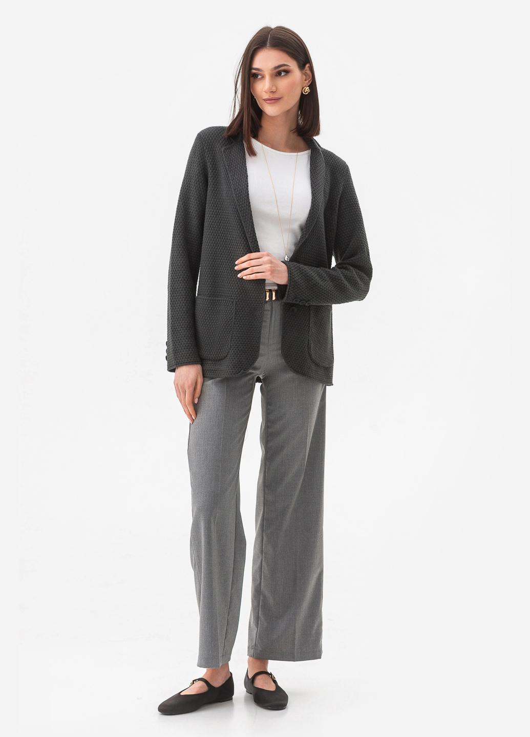 Пиджак женский рисовой вязки SVTR р. 48-50 Темно-серый (598) - фото 4 Пиджак женский рисовой вязки SVTR р. 48-50 Темно-серый (598) - фото 4