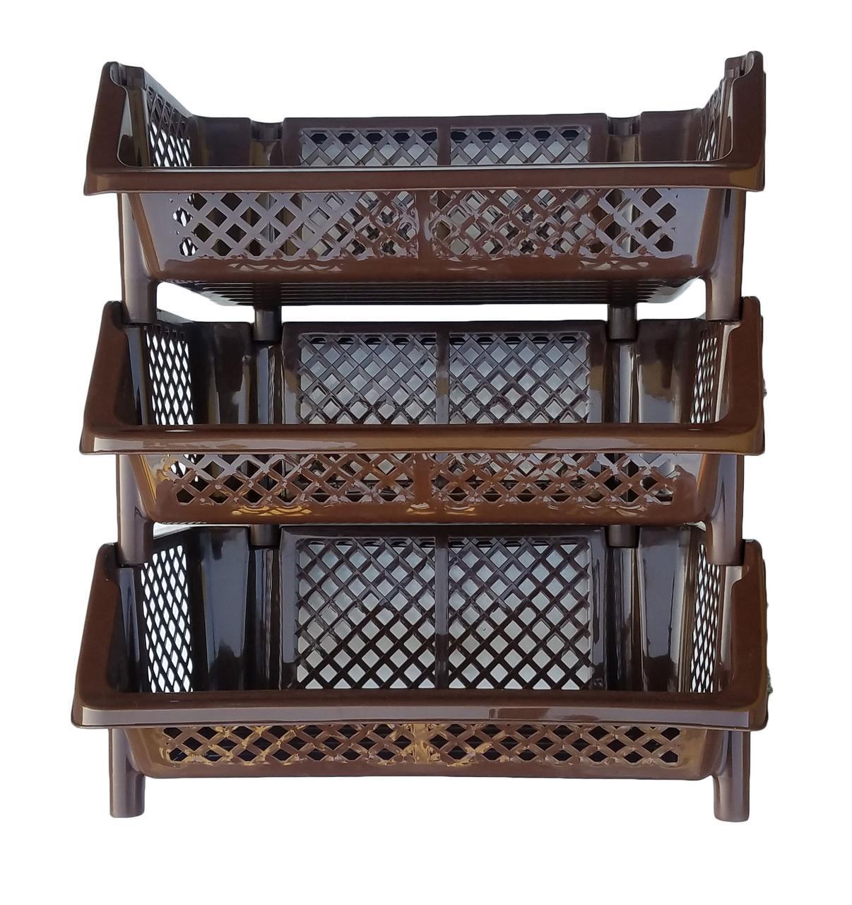 Этажерка пластиковая 3 яруса Коричневый (472723-Prob)