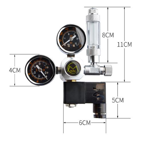 Редуктор MuFan W21.8 CO2 с двумя манометрами для аквариума с электромагнитным клапаном (9822357) - фото 4