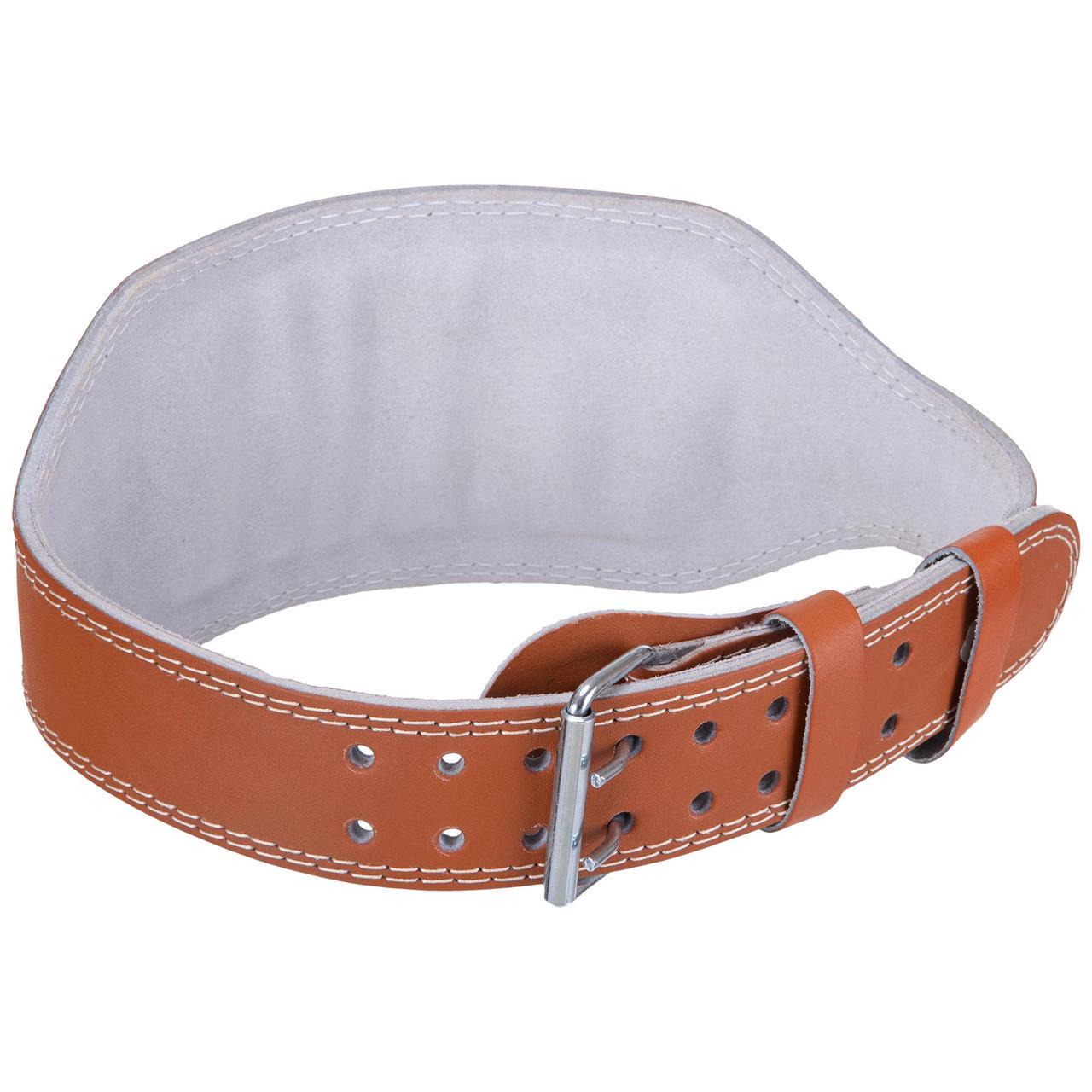 Пояс атлетический кожаный Zelart SB-165056 с подкладкой для спины XS-XXL спинка 15 см Коричневый (2595343489)