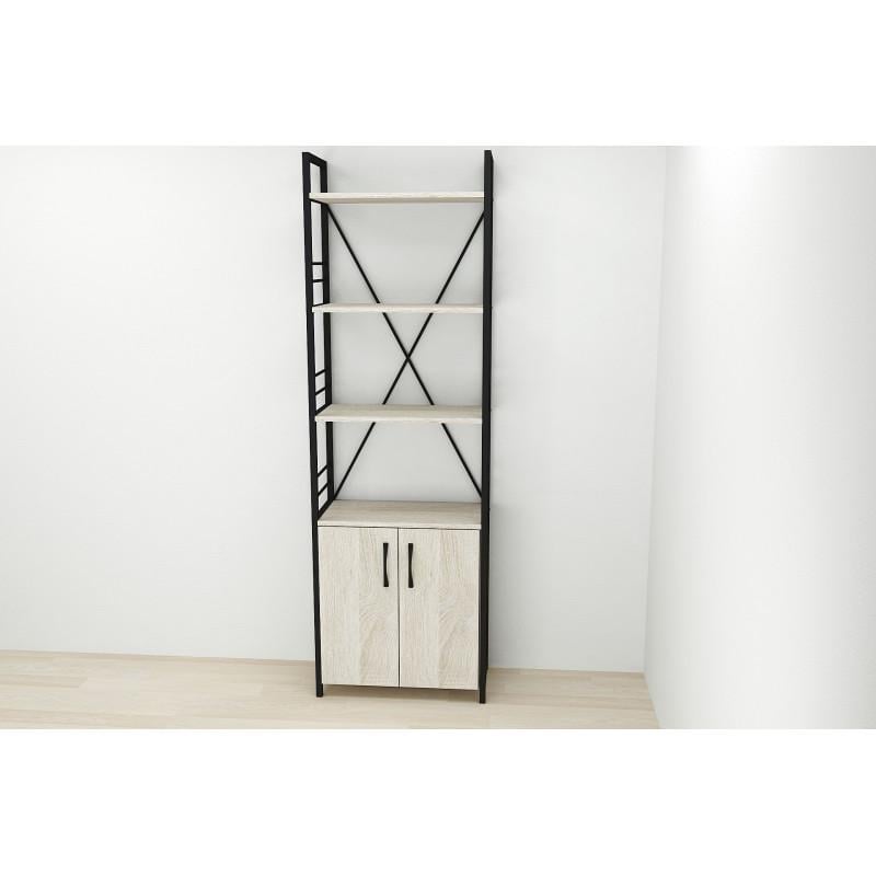 Етажерка Ferrum-decor Konekt 4/60 з тумбою метал/ДСП Чорний/Дуб сонома (FRD-104487) - фото 3 Етажерка Ferrum-decor Konekt 4/60 з тумбою метал/ДСП Чорний/Дуб сонома (FRD-104487) - фото 3