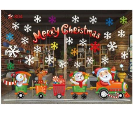 Наклейка на вікно новорічна Паровоз 50х70 см Різнокольоровий (JC-804)