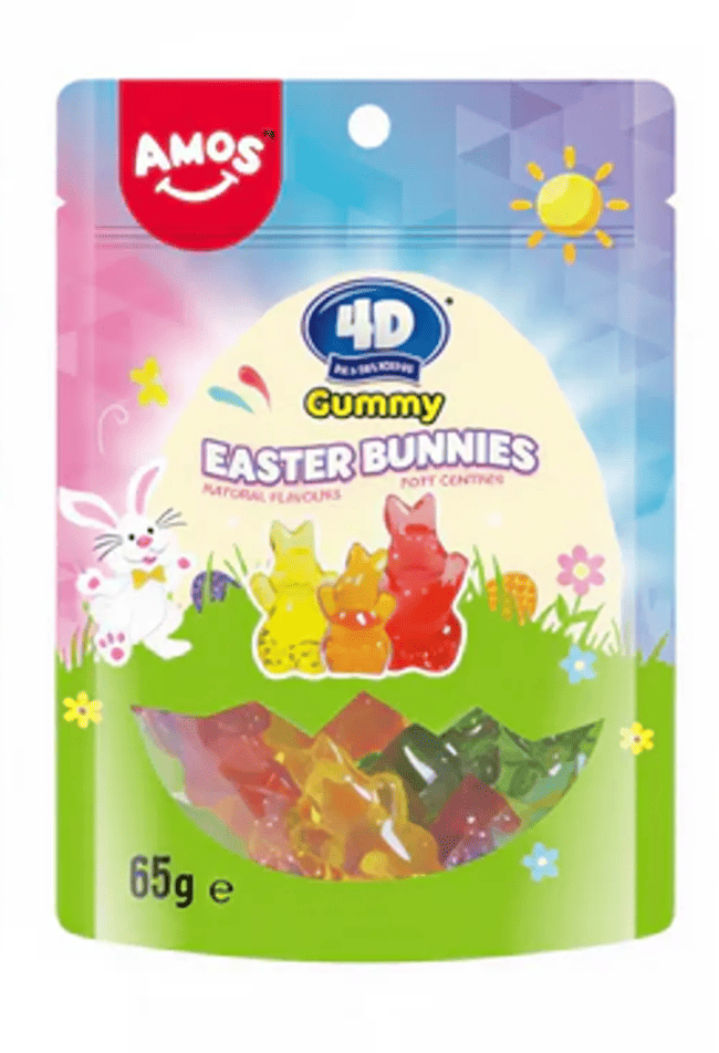 Конфеты желейные Amos 4D Gummy Easter Bunnies 65 г (2976214879)