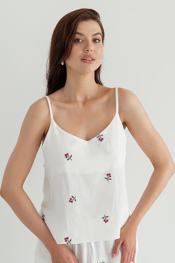 Майка с вышивкой Forli из муслина L Blueberry (ML0082-39-70)