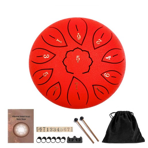 Глюкофон на 11 нот Ø 15 см металевий з паличками та підставкою Червоний (sv1479red)