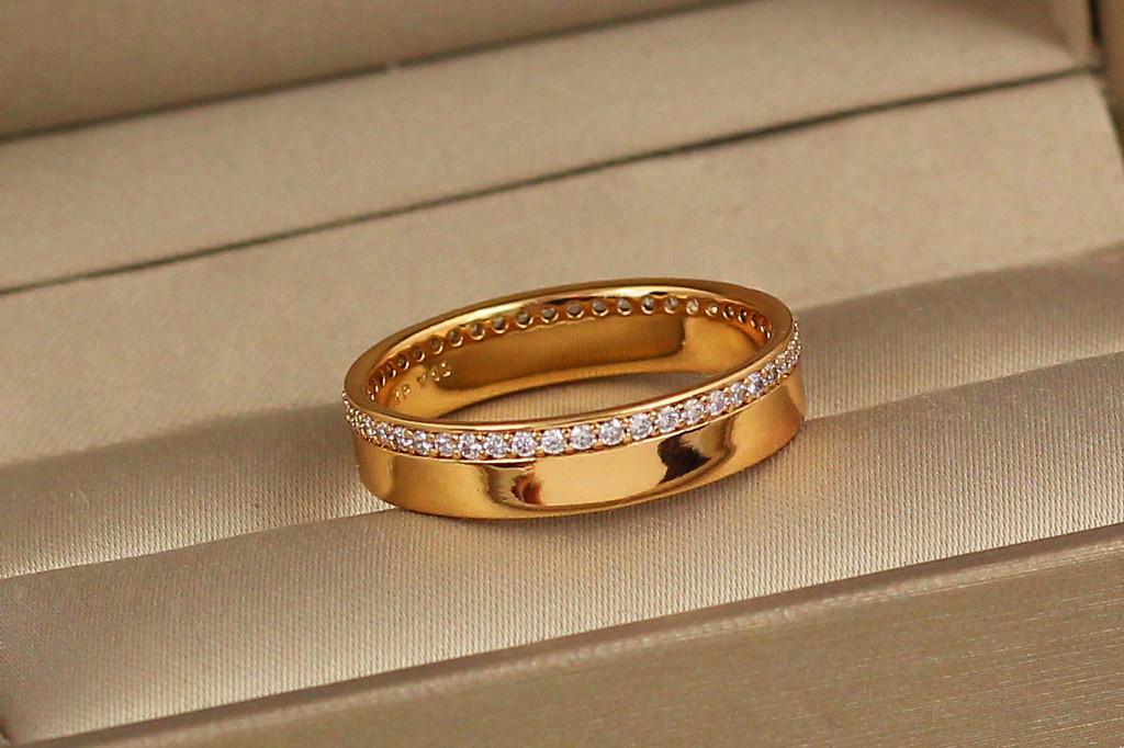 Обручка Xuping Jewelry американка з каменями по колу 5 мм р. 18 Золотистий (2629127279) - фото 2