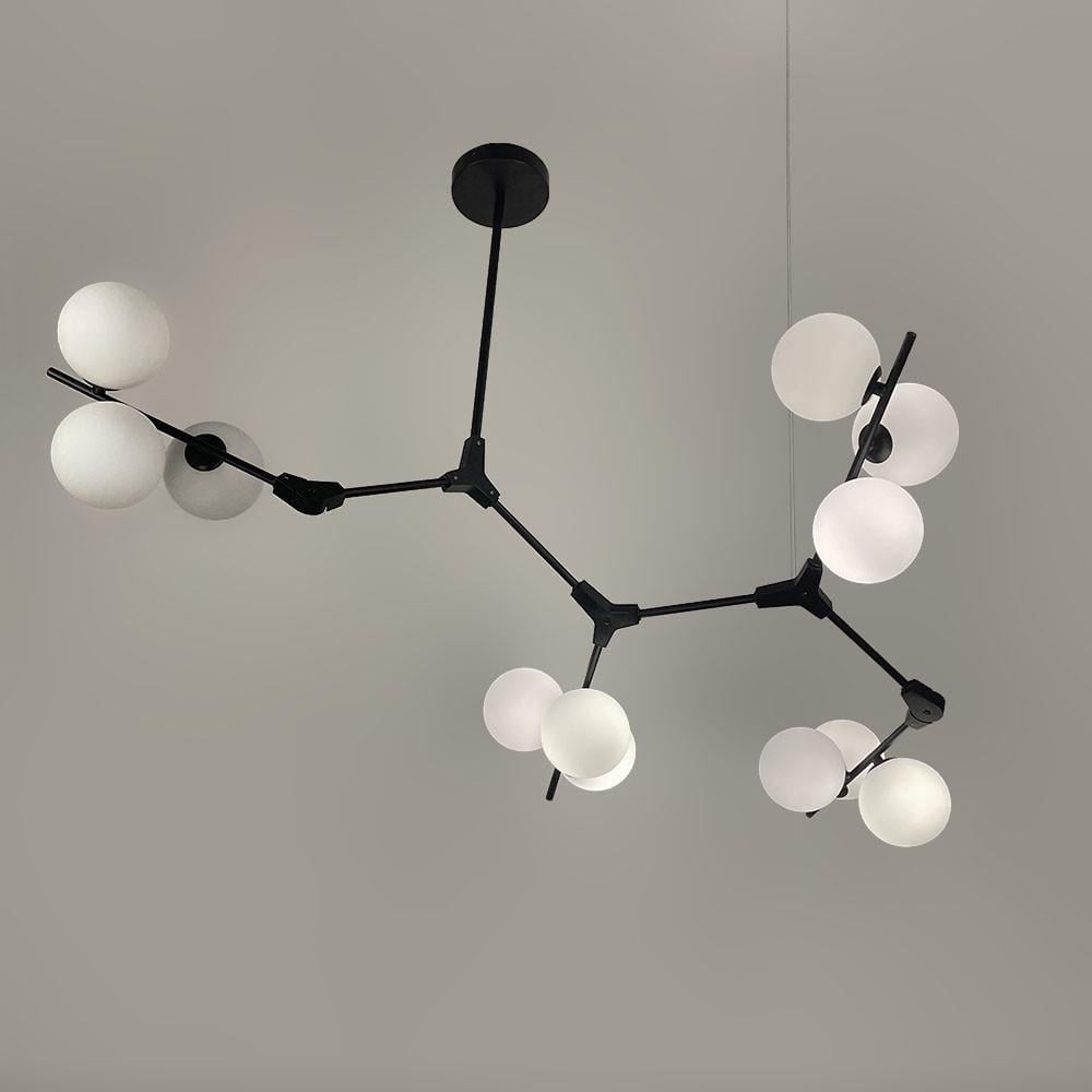 Люстра з 12 білими плафонами 105х70 см Чорний (BM 64/12 BK/WT) - фото 3 Люстра з 12 білими плафонами 105х70 см Чорний (BM 64/12 BK/WT) - фото 3