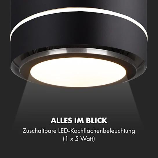 Вытяжка кухонная островная Klarstein Tron Ambience рециркуляция LED d 38 см 540 м3 ч Черный - фото 7