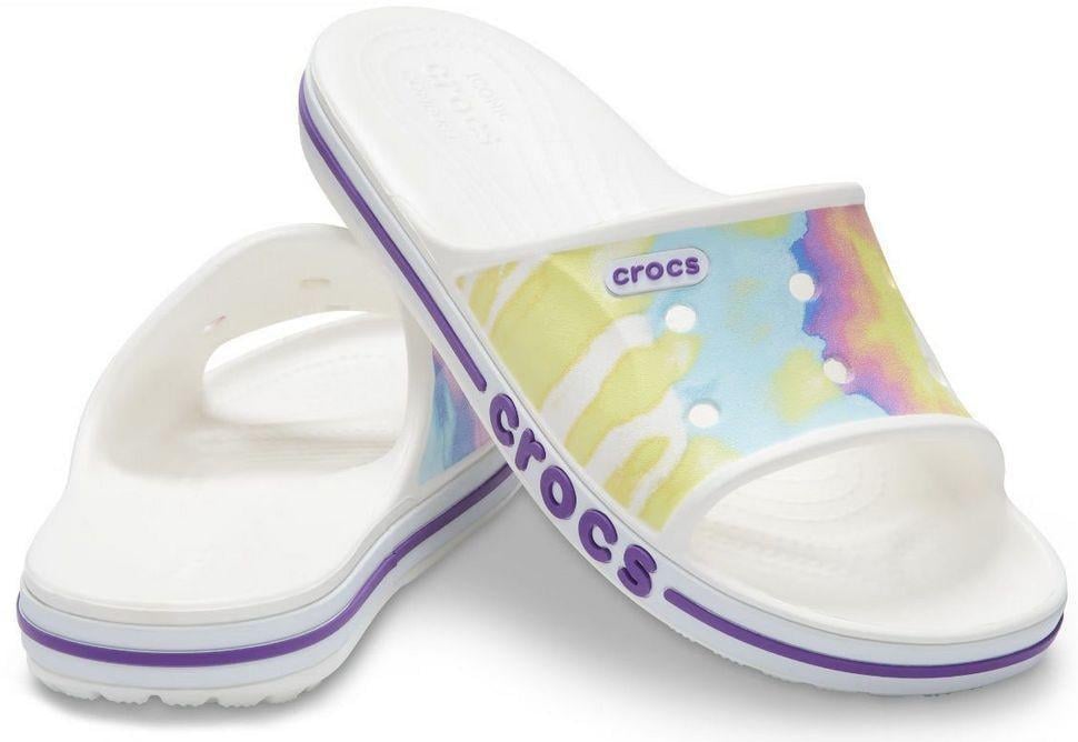 Шльопанці чоловічі утеплені Crocs Bayaband Tie-Dye Mania Slide р. 44-45 Білий (15922)