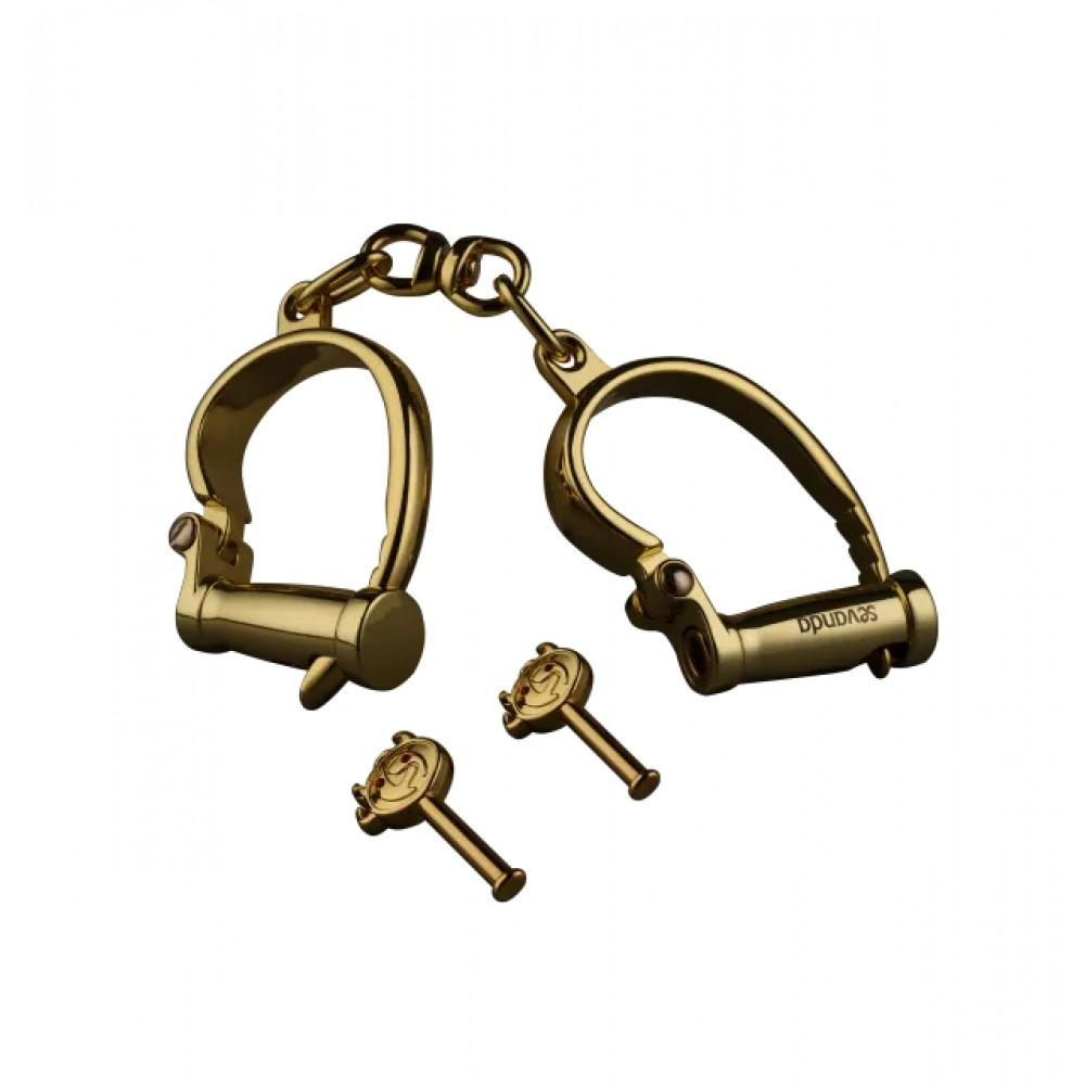 Наручники с короткой цепочкой LOCKINK металлические Золотой