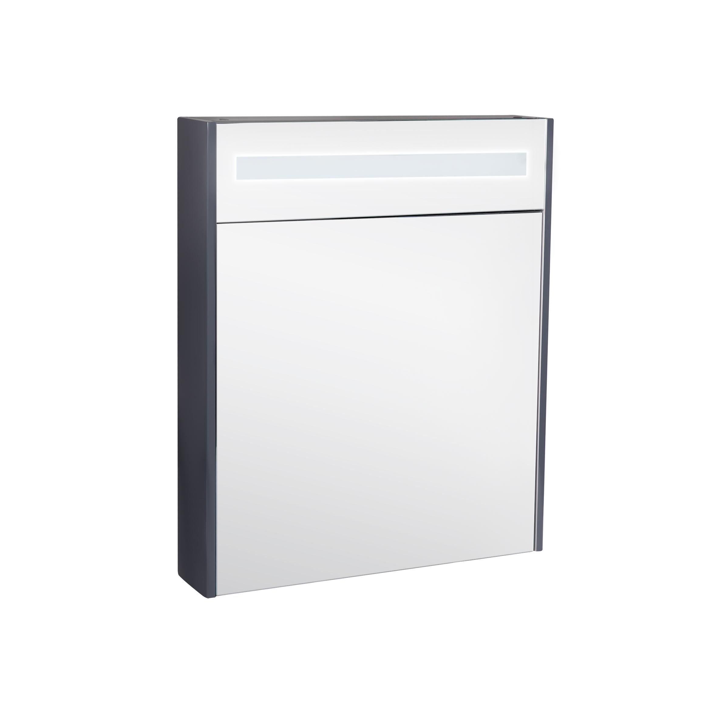 Шкаф зеркальный подвесной Qtap Robin 600х730х145 QT1377ZP6002G с LED-подсветкой Graphite