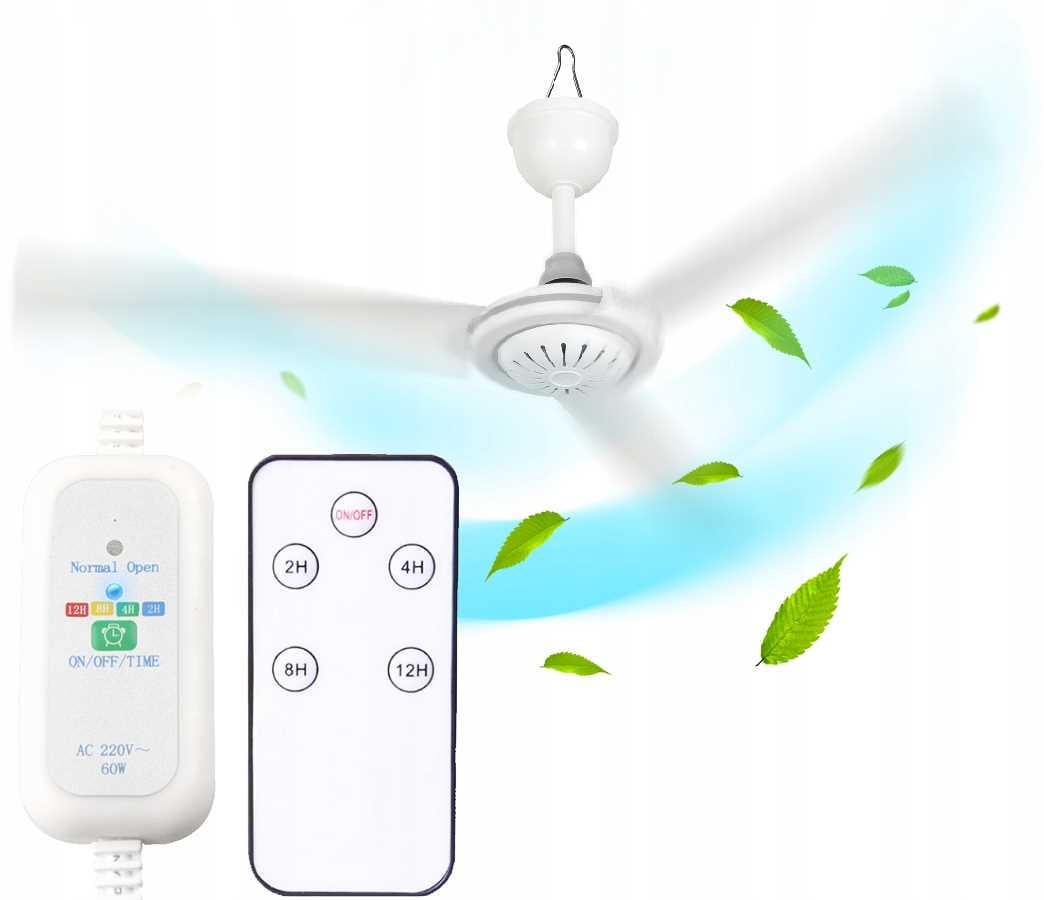 Вентилятор стельовий з таймером із пультом дистанційного керування 70 см Білий - фото 4