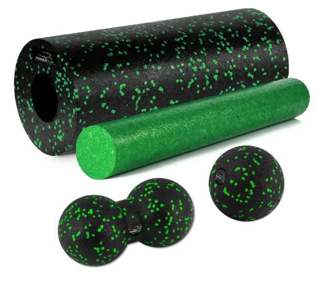 Массажный набор PowerPlay PP-4015 EPP Foam Roller Set 4в1 Черно-зеленый (60808)