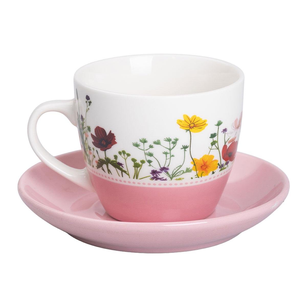 Чашка с блюдцем керамическая Lighthouse 250 мл Розовый (LG-20135)