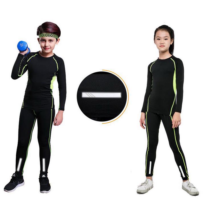 Комплект дитячої термобілизни Thermal Underwear Reflective Ventilation 145-155 см Black/Green (2876) - фото 5