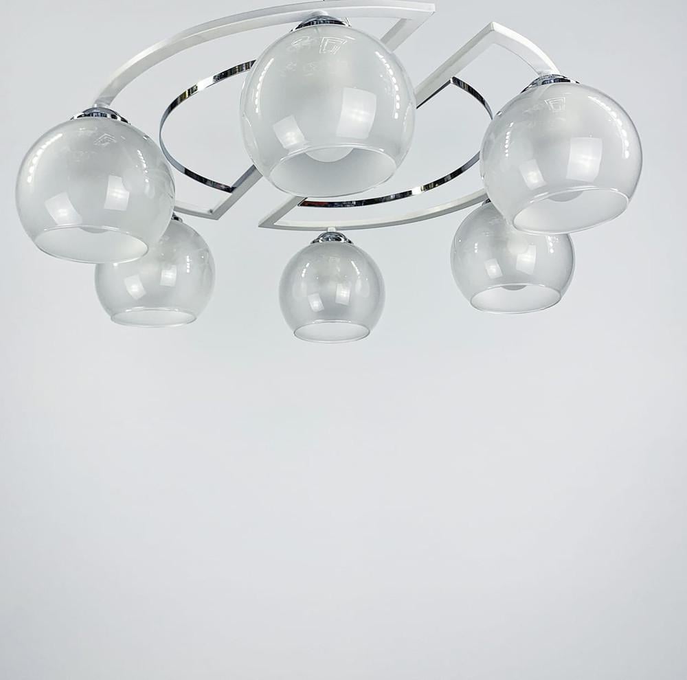 Люстра стельова на 6 плафонів Ø 58 см Білосніжний (51795/6 CH+WT+WT) - фото 5 Люстра стельова на 6 плафонів Ø 58 см Білосніжний (51795/6 CH+WT+WT) - фото 5