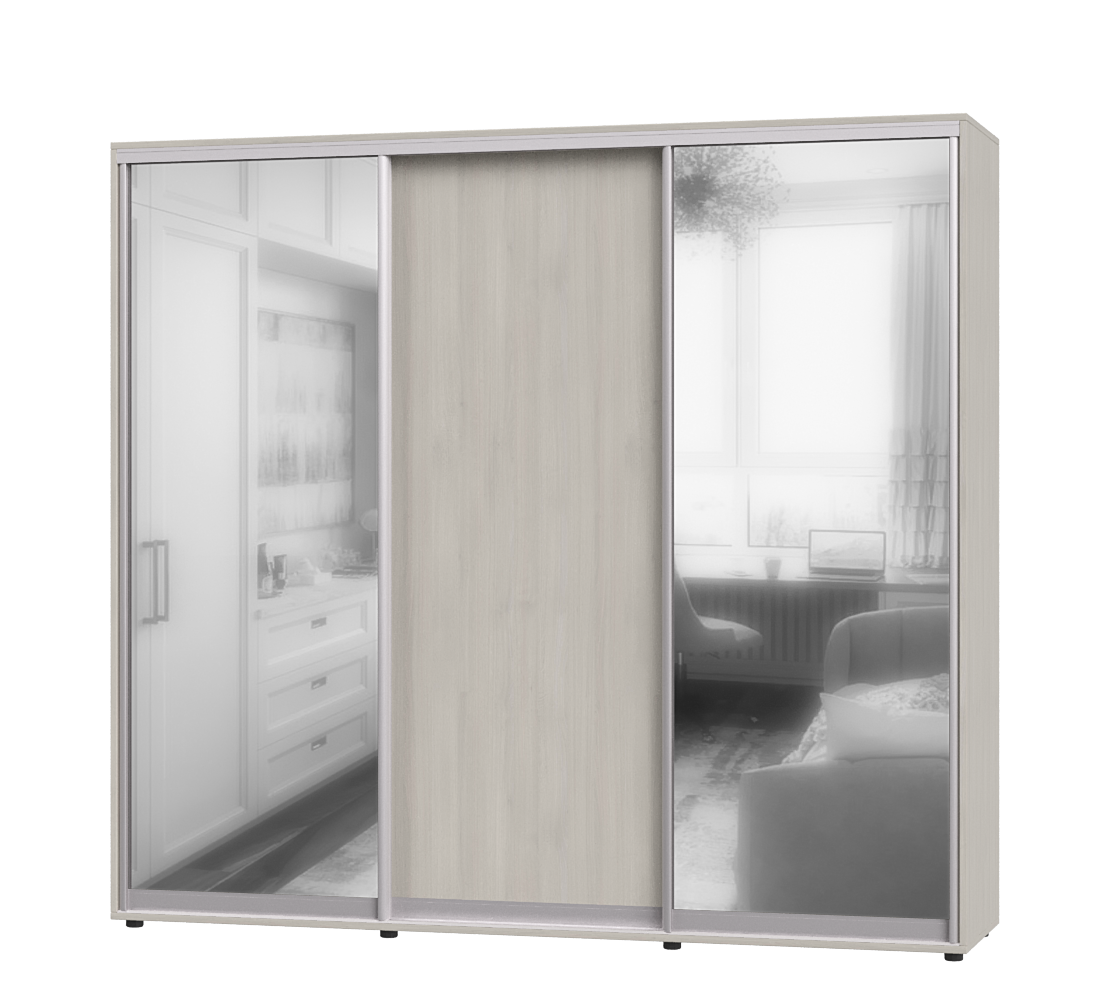 Шафа-купе тридверна Еверест ШК-05 250х60х220 см Шамоні Світлий (07532)