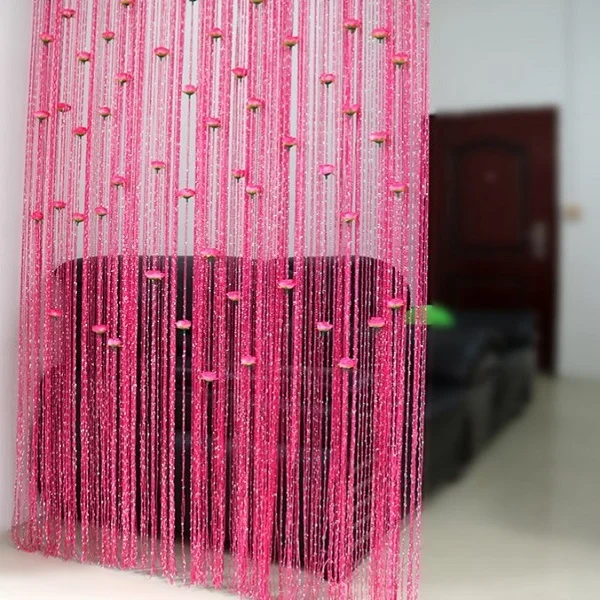 Штора-нить на дверь/окно украшена цветами Темно-розовый (C00855-1) - фото 4 Штора-нить на дверь/окно украшена цветами Темно-розовый (C00855-1) - фото 4