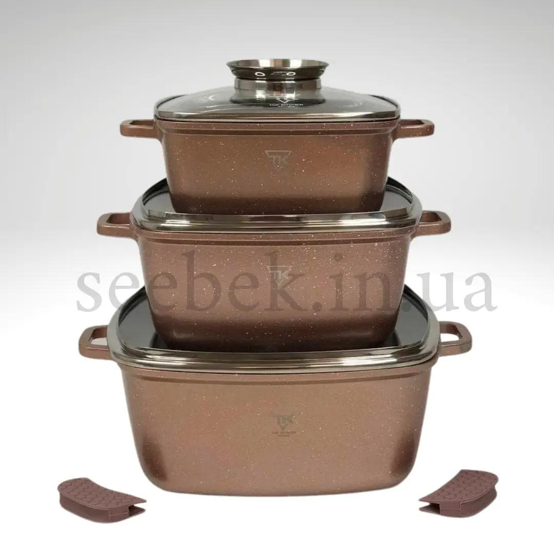 Набір посуду для індукції Top Kitchen TK-00025 з гранітним покриттям 6 предметів Пудровий (2480511868) - фото 4 Набір посуду для індукції Top Kitchen TK-00025 з гранітним покриттям 6 предметів Пудровий (2480511868) - фото 4