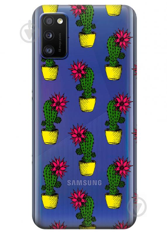 Прозрачный силиконовый чехол iSwag для Samsung Galaxy A41 с рисунком - Кактусы (KS3078)