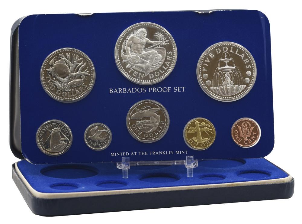 Коллекционные монеты Барбадос набор из 8 монет 1980 Proof 1/5/10/25 центов 1/2/5/10 серебро долларов (М23908)