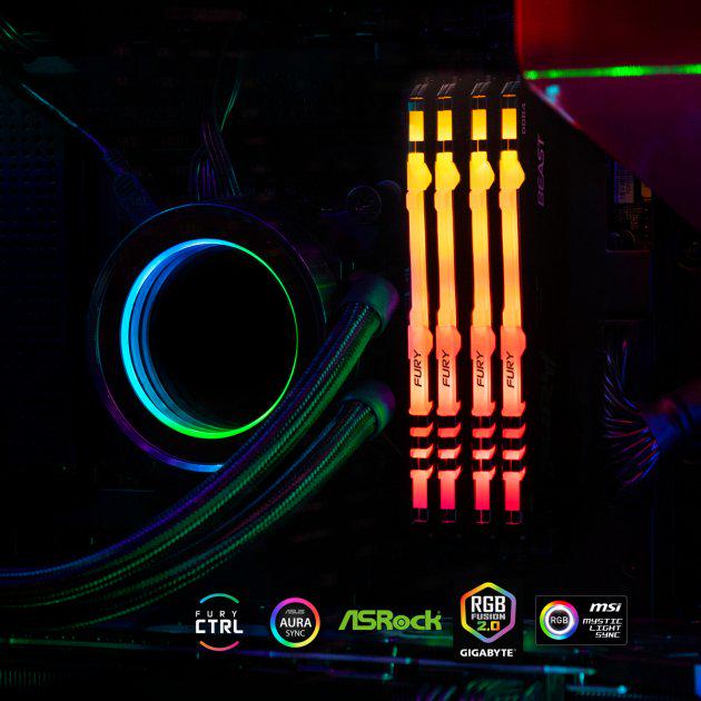 Оперативная память Kingston DDR4 3600 FURY Beast RGB 8 GB (KF436C17BBA/8) - фото 5 Оперативная память Kingston DDR4 3600 FURY Beast RGB 8 GB (KF436C17BBA/8) - фото 5