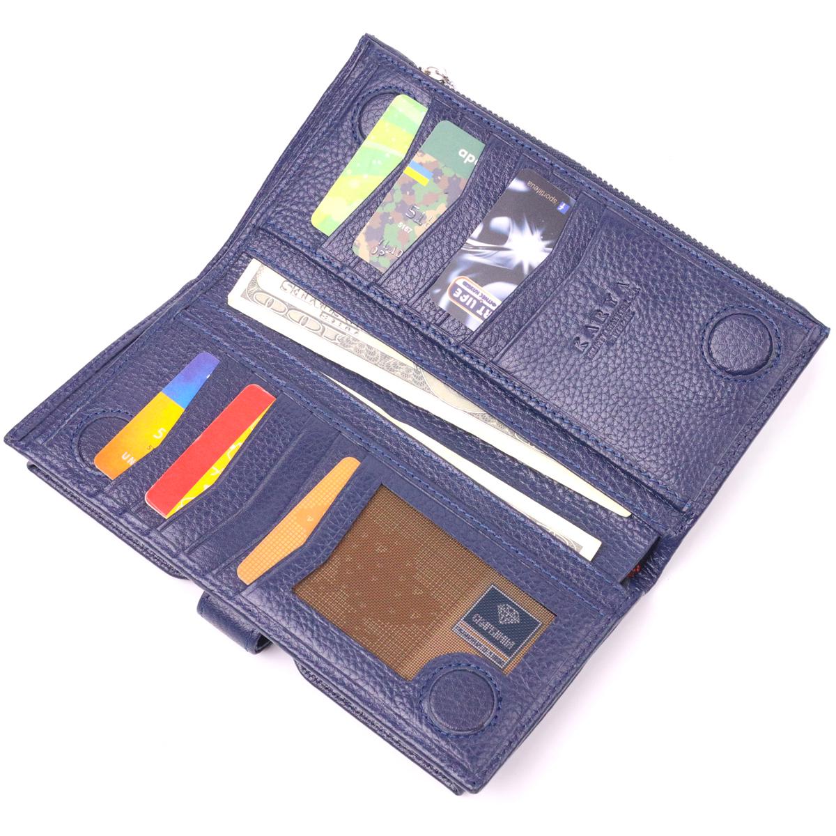 Бумажник вертикальный Karya Men Wallet 21423 из натуральной кожи Синий - фото 5