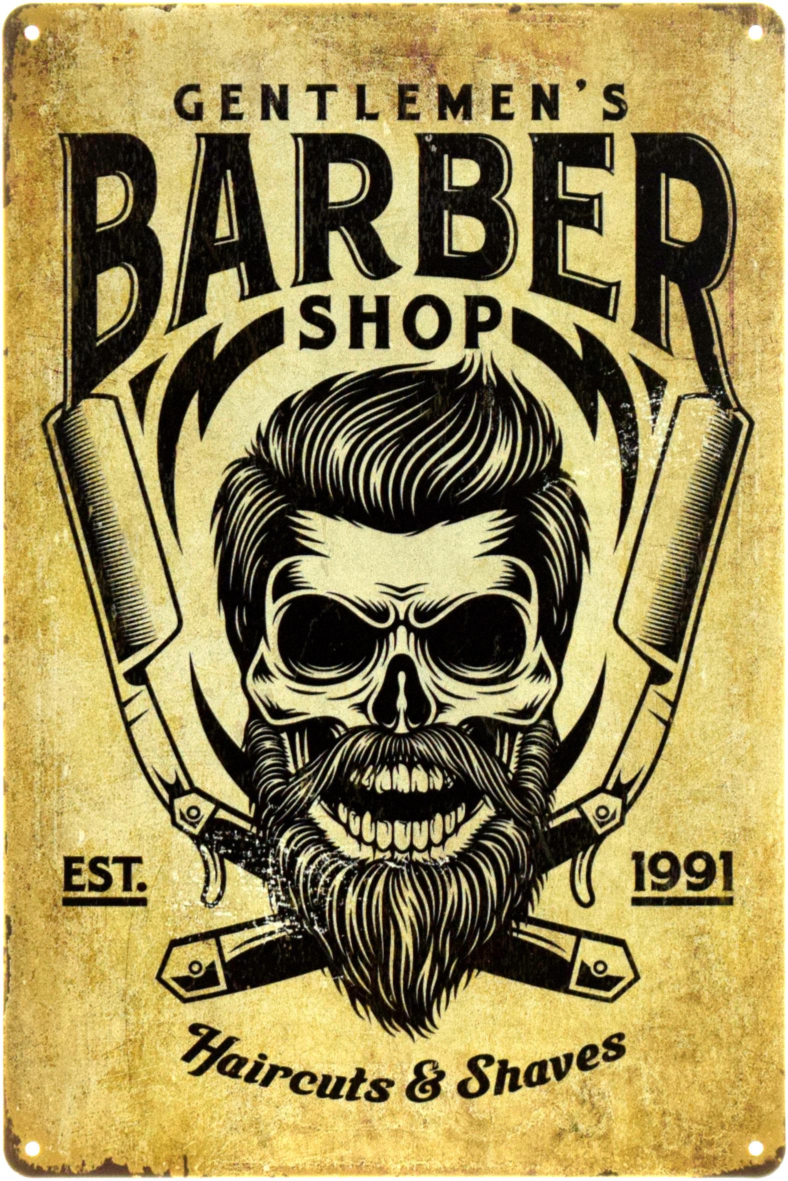 Табличка металлическая "Barber Shop: Classic Gents" 20x30 см (ms-104436)