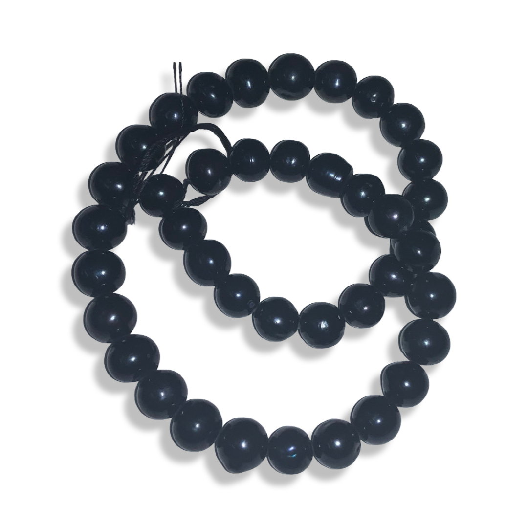 Перли натуральні річкові Luxe кольє без застібки 40 шт. 9-10 Чорний