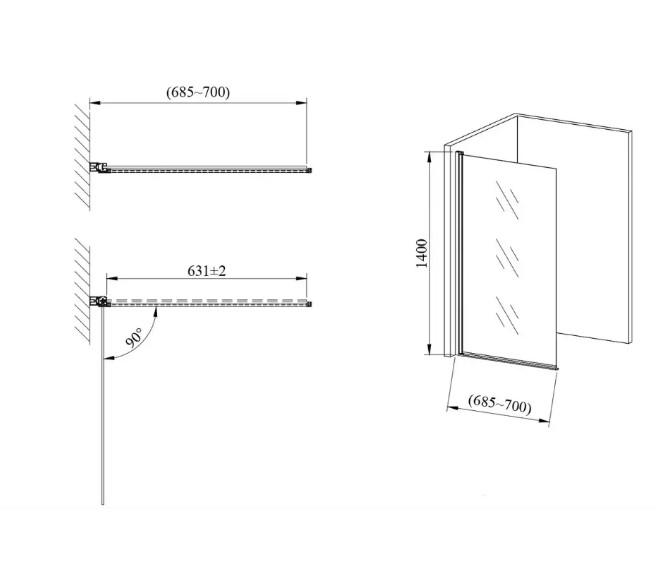 Стеклянная шторка для ванны AVKO Glass RDY21 70х140 см Chrome - фото 3