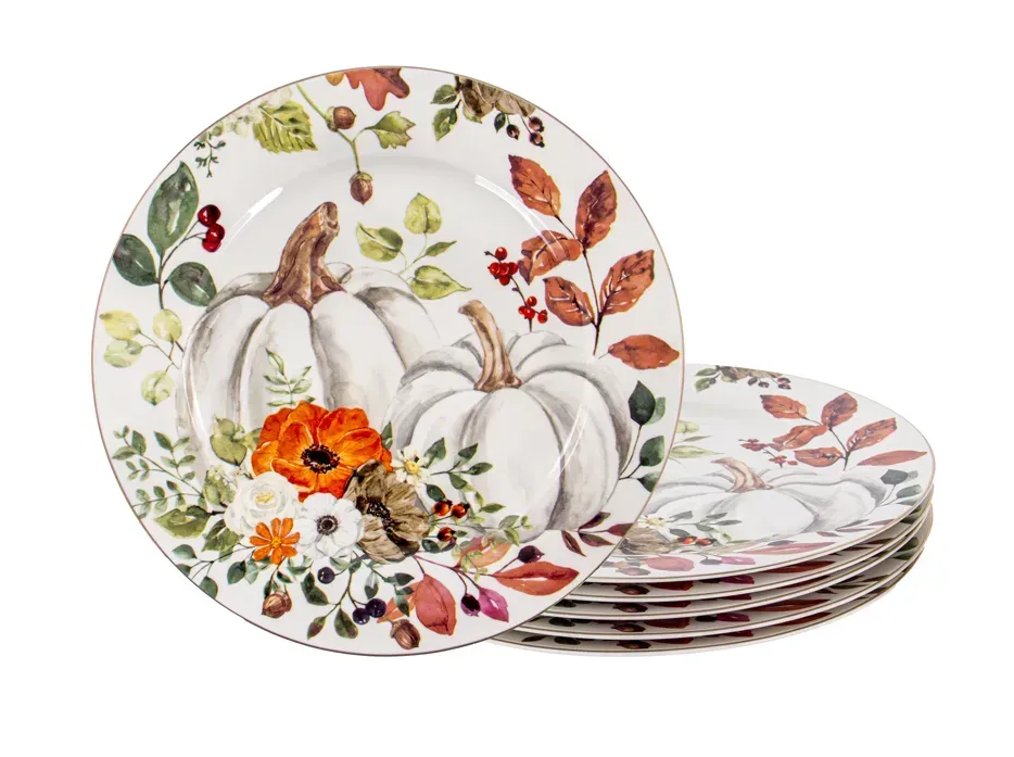 Набор фарфоровых тарелок Осенний урожай 6 шт. 27 см (922-055)