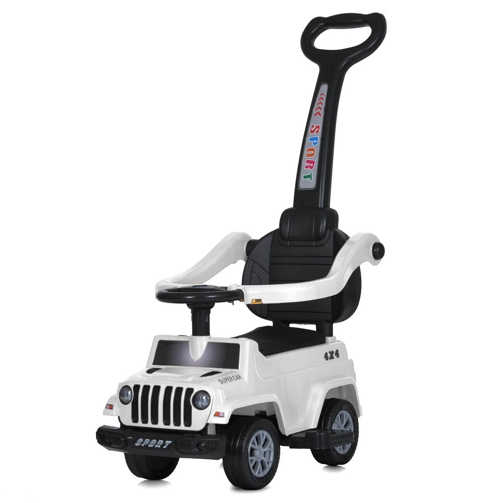 Каталка-толокар 2в1 M 5902L з батьківською ручкою та зручним багажником Білий (24383716)