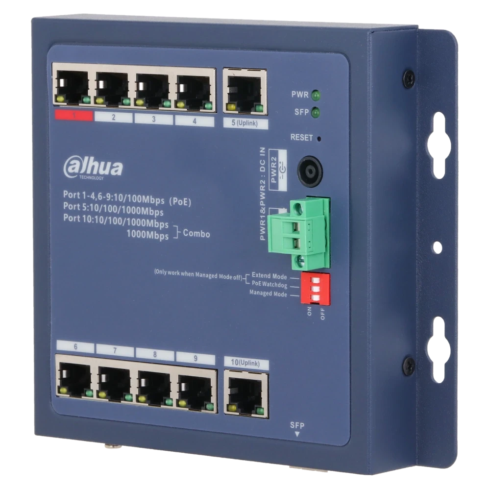 Комутатор 9 портів керований Dahua DH-CHS4110-8ET-90-F PoE