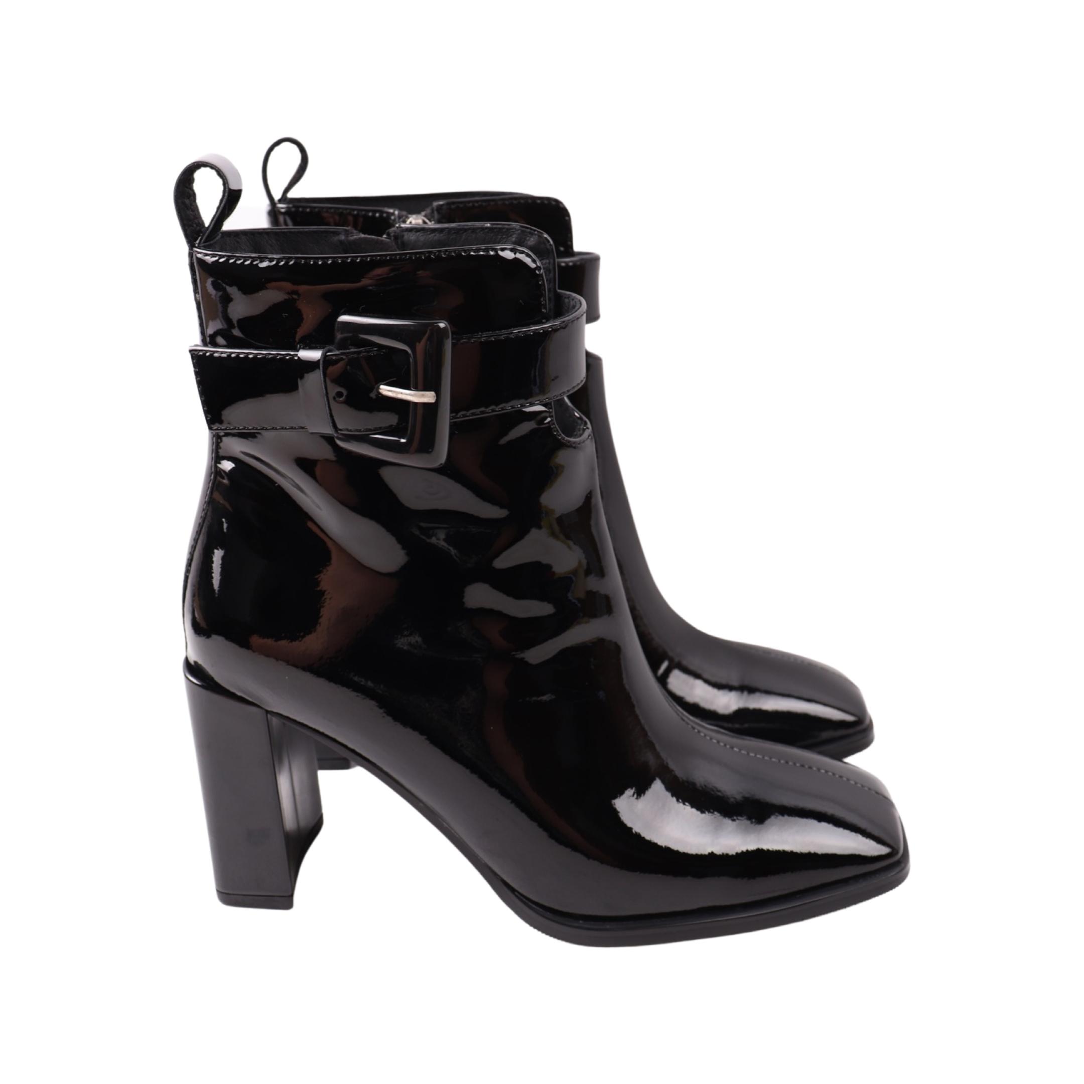 Ботильоны женские Angelo Vani натуральная лакированная кожа р. 40 Черный (257-23DH)