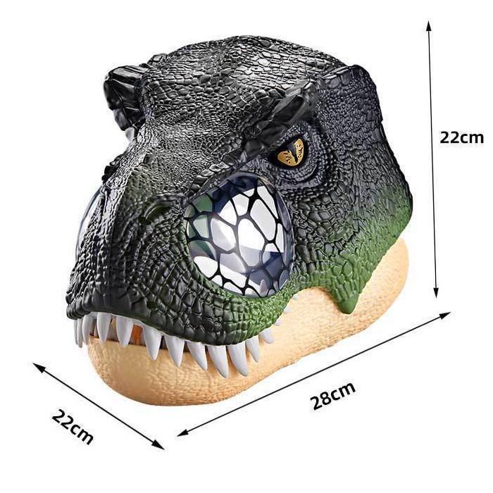 Игрушечная детская маска Голова Динозавра с открывающимся ртом и звуками пластиковая (30569607) - фото 8