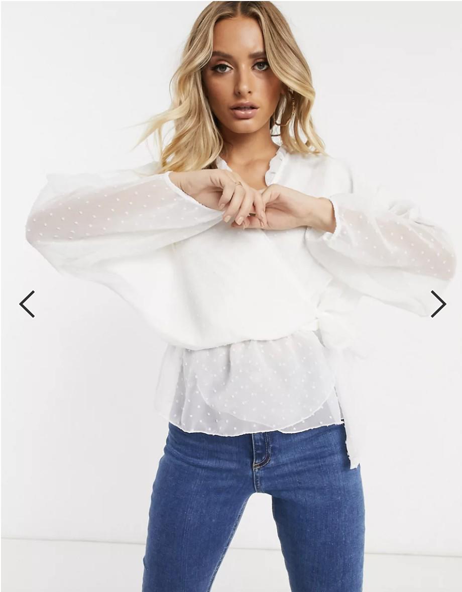 Блуза на запах Boohoo M Белый (9880/44) - фото 3 Блуза на запах Boohoo M Белый (9880/44) - фото 3