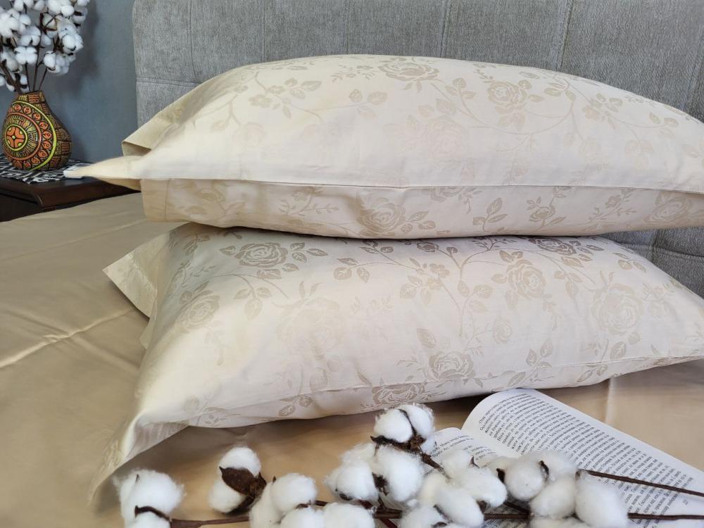 Комплект постельного белья Мир сатин жаккард Premium полуторный/наволочки 50х70/70х70 см Rose Beige (6152) - фото 4 Комплект постельного белья Мир сатин жаккард Premium полуторный/наволочки 50х70/70х70 см Rose Beige (6152) - фото 4