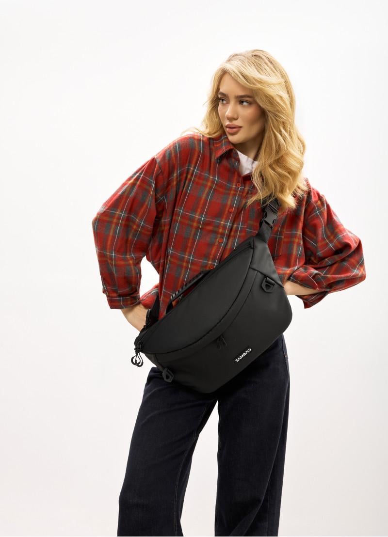 Сумка-бананка женская под ноутбук Sambag Urban Pro 46×26 см Черный (51411264)