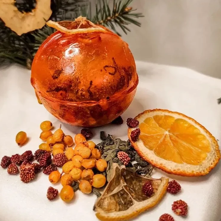 Чайная бомбочка Волшебная Облепиха ручная работа в подарочной упаковке (28458042) - фото 2 Чайная бомбочка Волшебная Облепиха ручная работа в подарочной упаковке (28458042) - фото 2