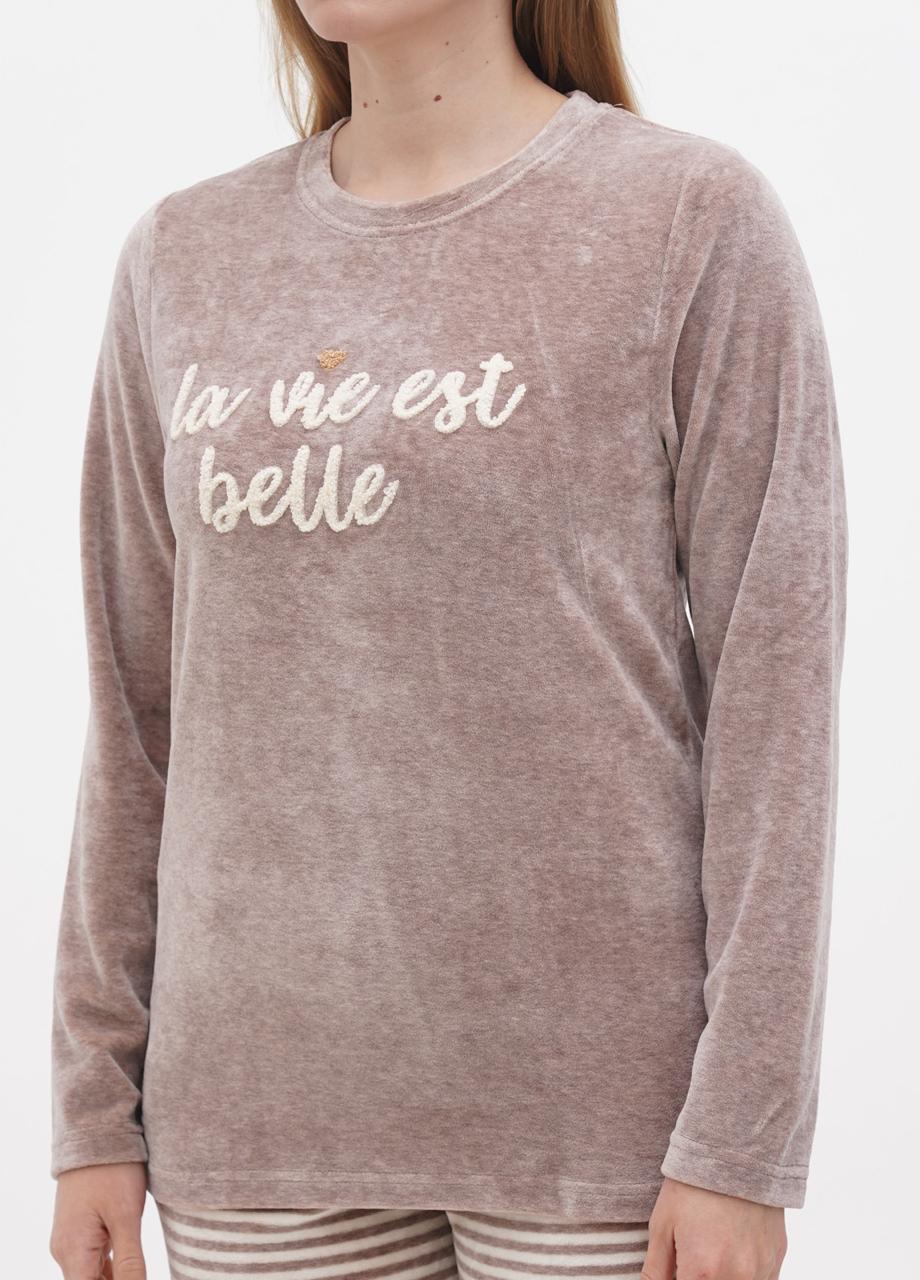 Костюм домашний женский Cotpark худи/брюки L Бежевый (30323-02-L) - фото 3 Костюм домашний женский Cotpark худи/брюки L Бежевый (30323-02-L) - фото 3