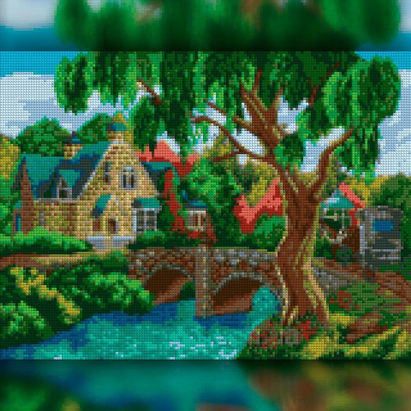 Алмазная мозаика на подрамнике The Wortex Diamonds Дом у ручья 50x60 см (TWD30029XL+P)