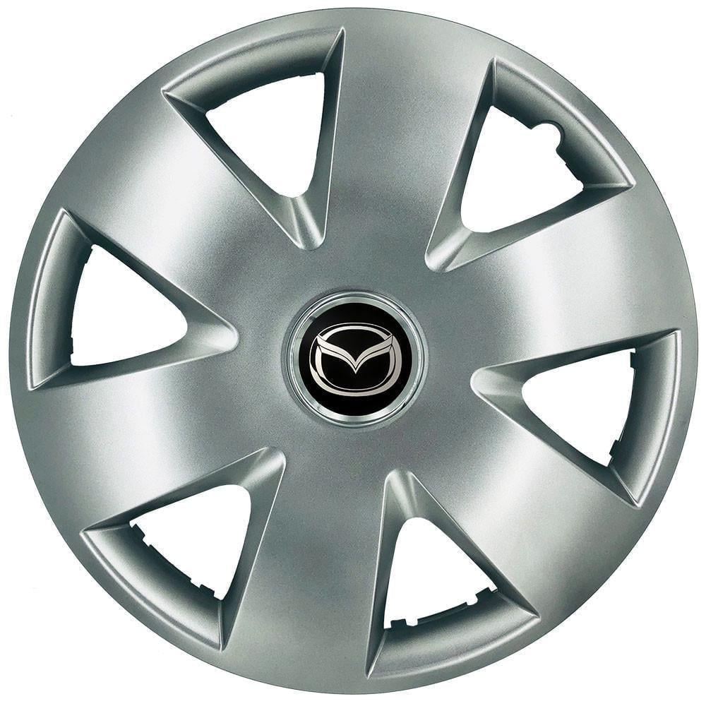 Колпаки SJS 308 з логотипом Mazda R15 4 шт. Серебристый (2654557716)